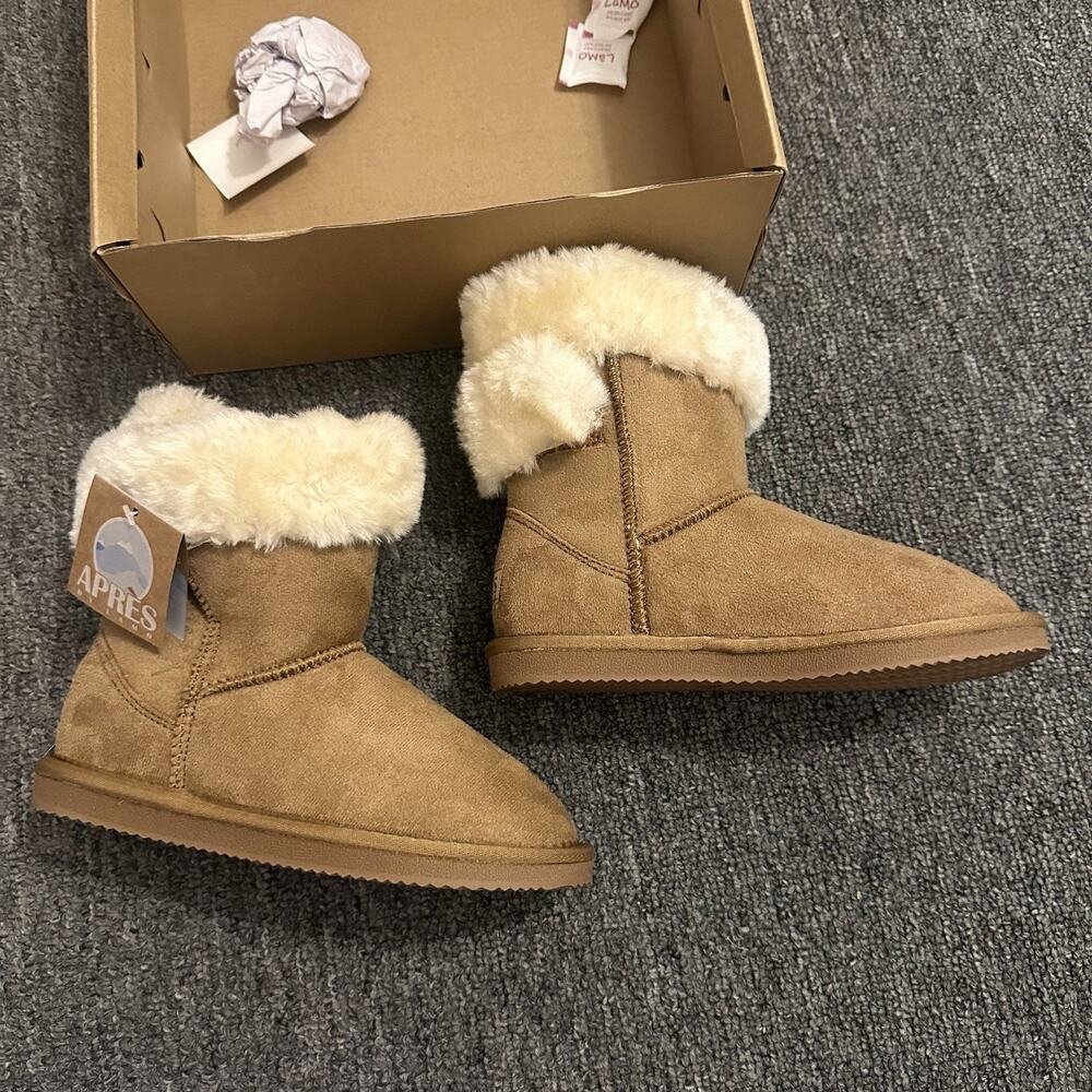 Apres By Lamo Girls Size 2Y Wrap Cuff Brown Faux Fur Boots